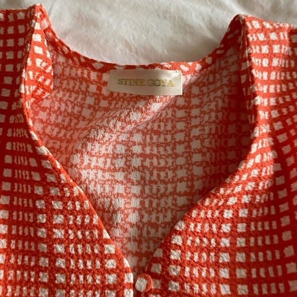 Stine Goya-NWOT “Farrow” Coral Plaid Long puff sleeve Waist Tie Flare Mini Dress - Picture 9 of 9